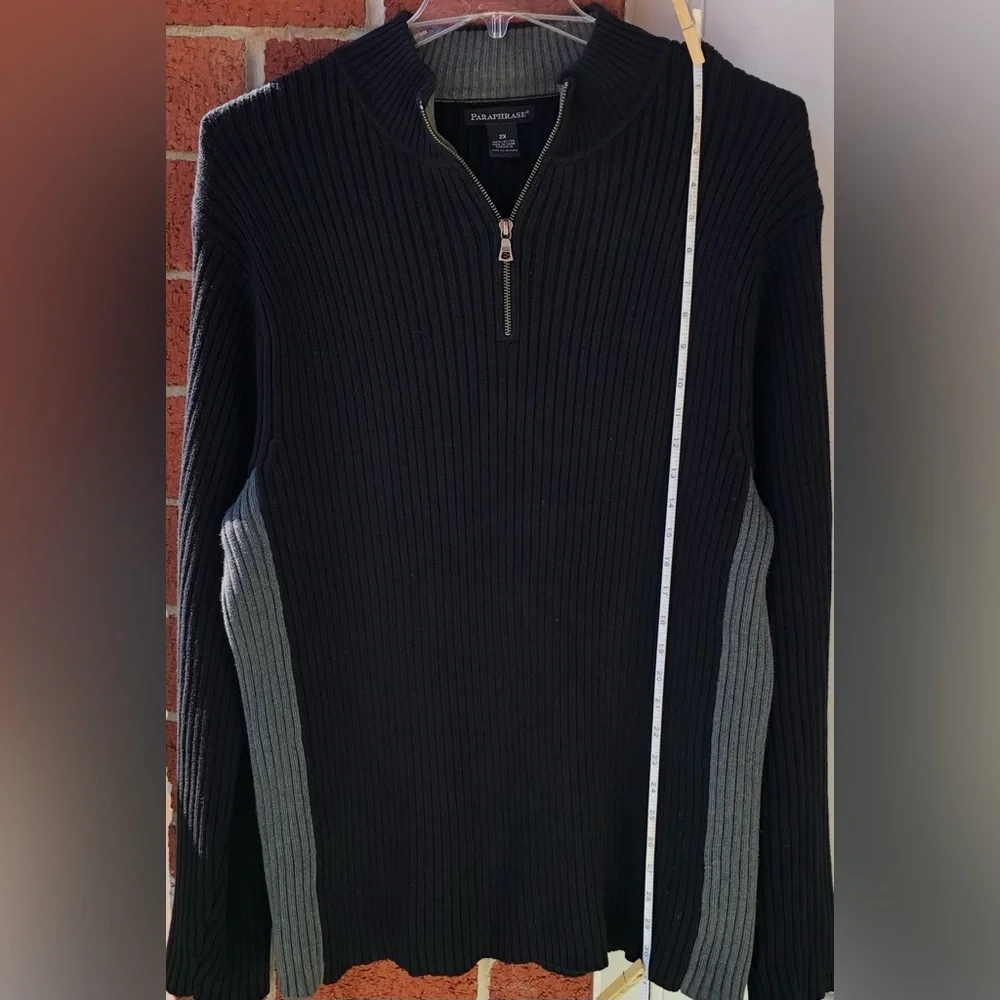 Paraphrase Black and Gray Zip-Up Sweater —#050 - Picture 6 of 6